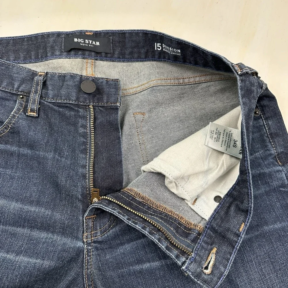 Big Star Nova XVI 15 Division Jeans Men 34x30 Blue Dark Wash Modern Straight 34S